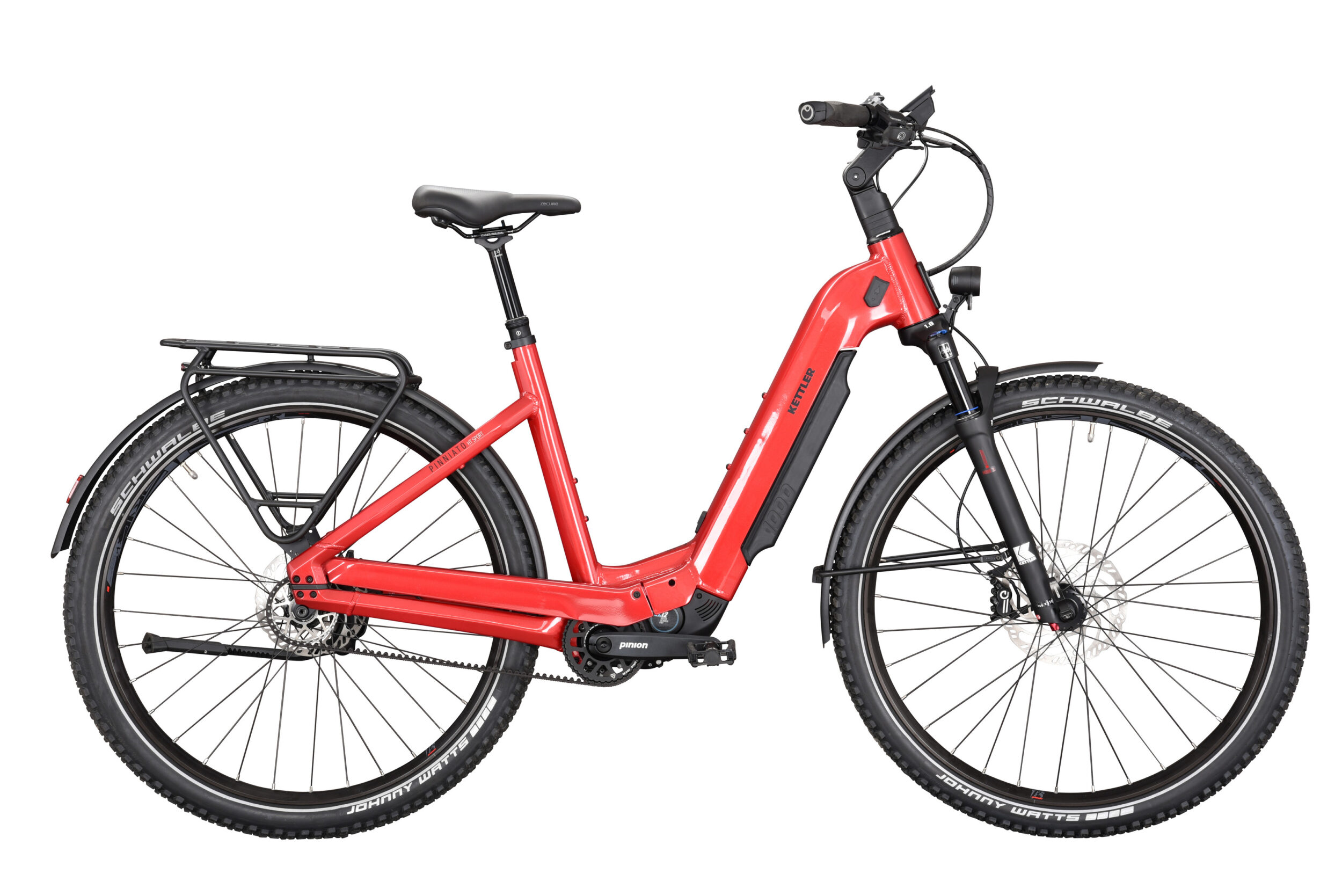 Kettler Pinniato HT Sport in Classic Red Shiny mit Wave-Rahmen und Pinion-Antrieb